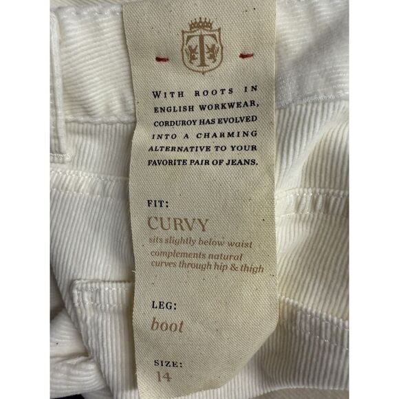 Talbots Women's Size 14 Corduroy Curvy Fit Straight Leg Pants. Ivory Cream - Picture 11 of 12